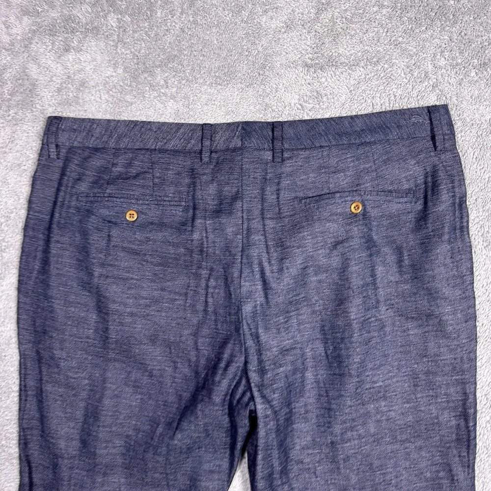Tommy Bahama Pants Mens 42x26 Linen Herringbone Chino Trouser Suspenders Beach